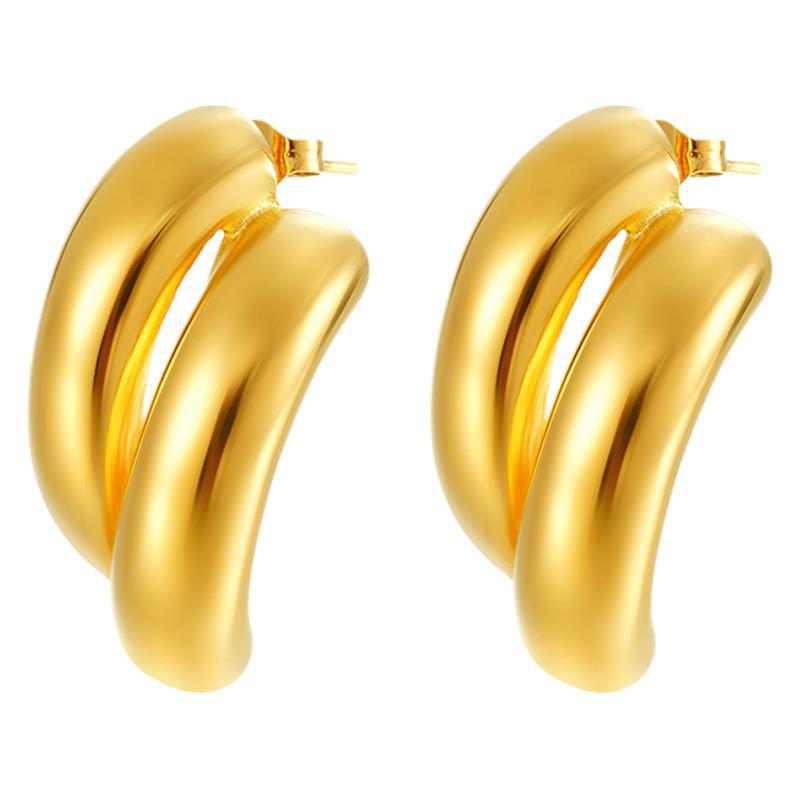 Wholesale  titanium steel exaggerated 18k gold earrings