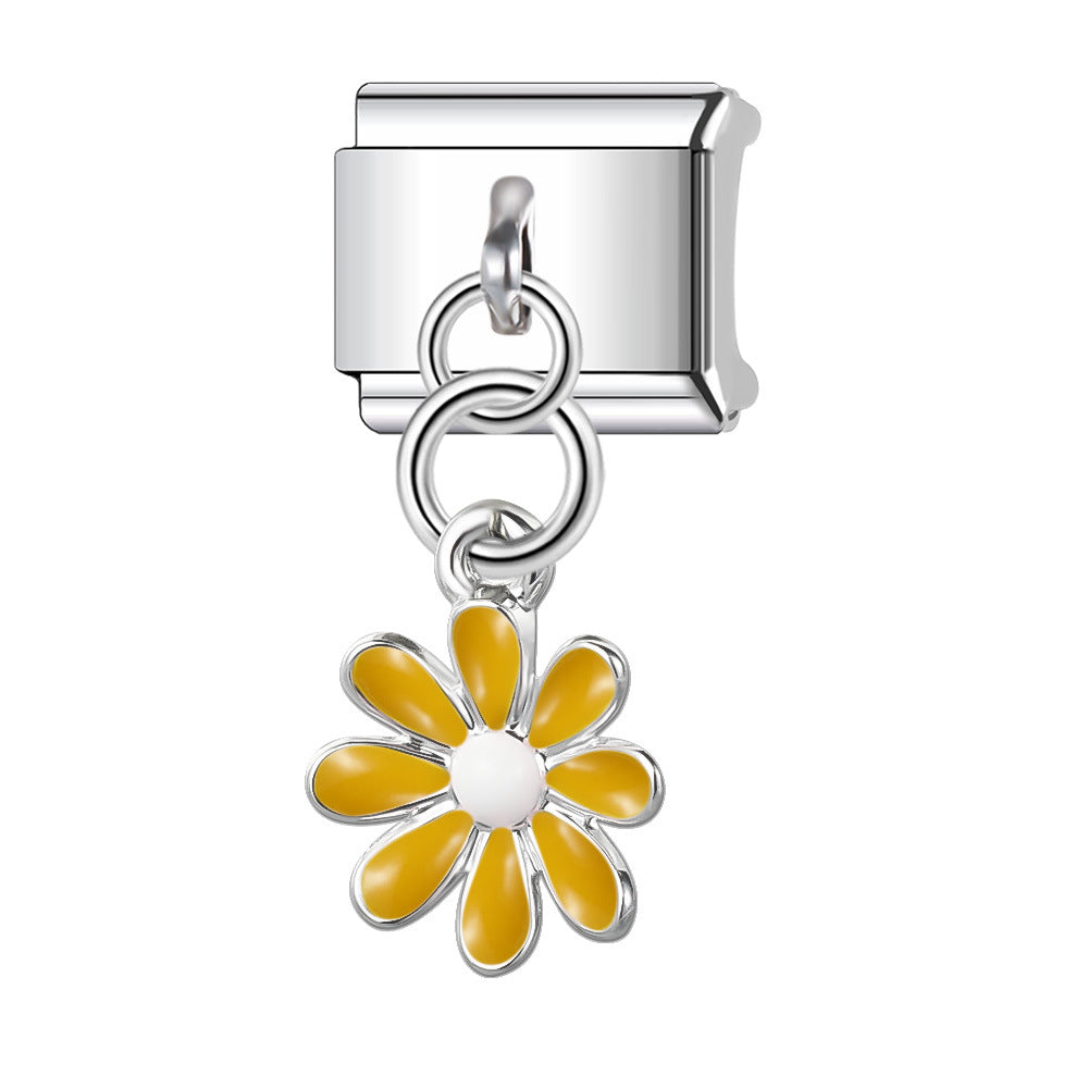 Wholesale Italian Charm Bracelet 9mm DIY Splicing Daisy Series Stainless Steel Composable Bracelet