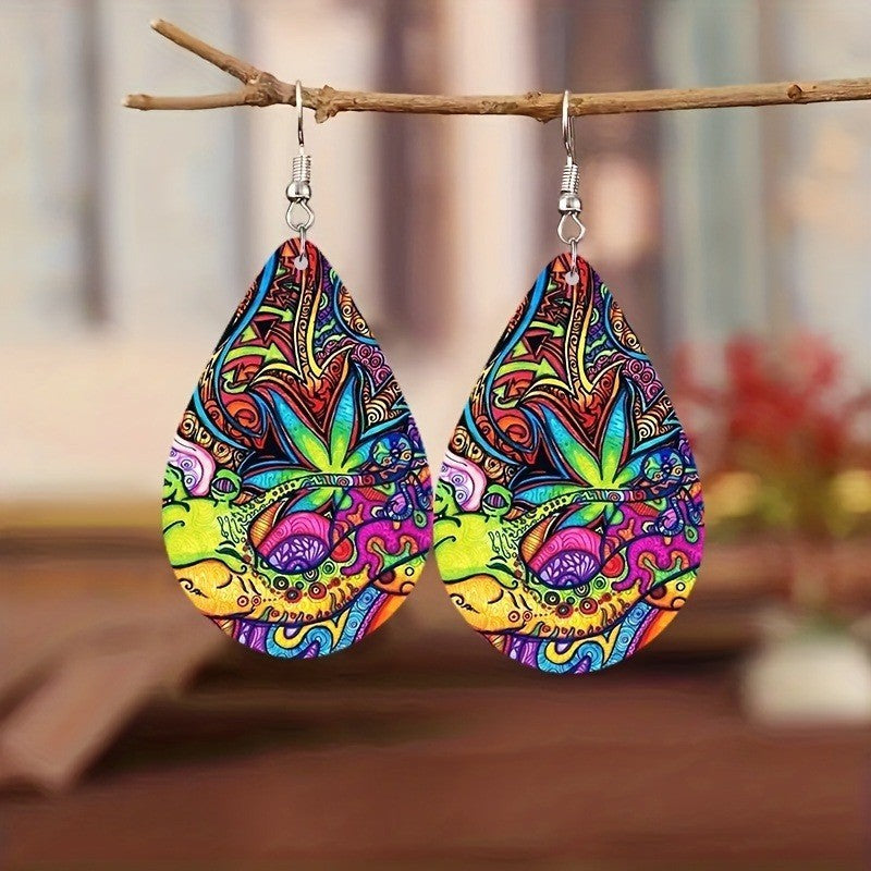Wholesale Acrylic Cashew Flower Totem Bohemian Colorful Earrings