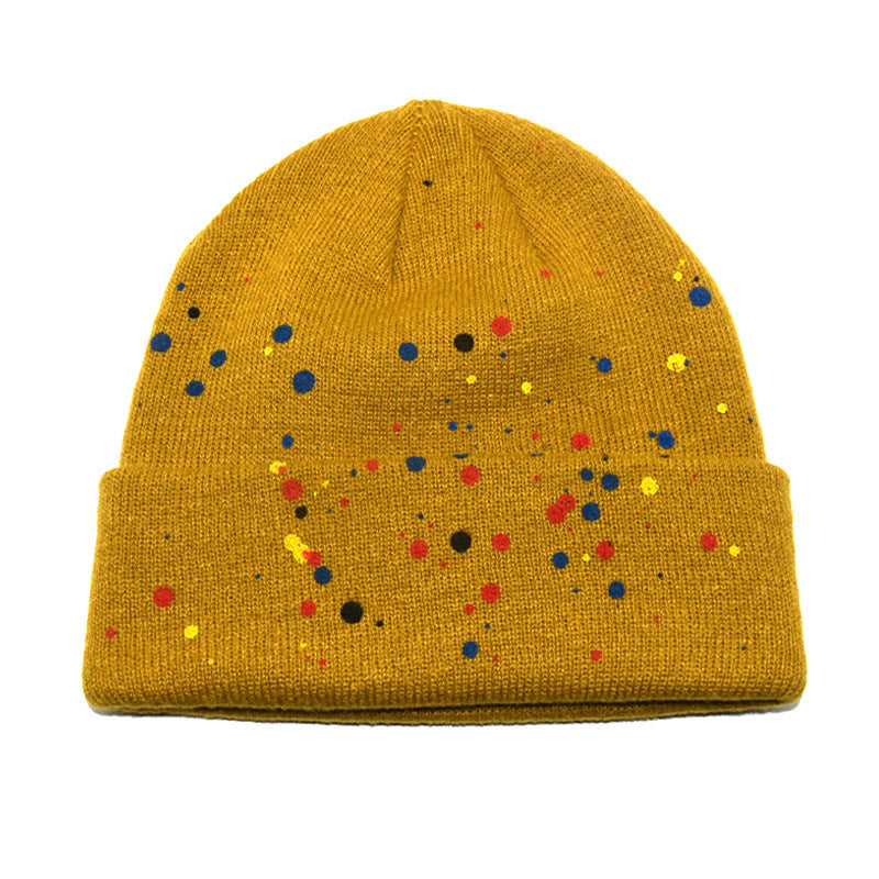 Wholesale  colorful polka dot graffiti knitted hat