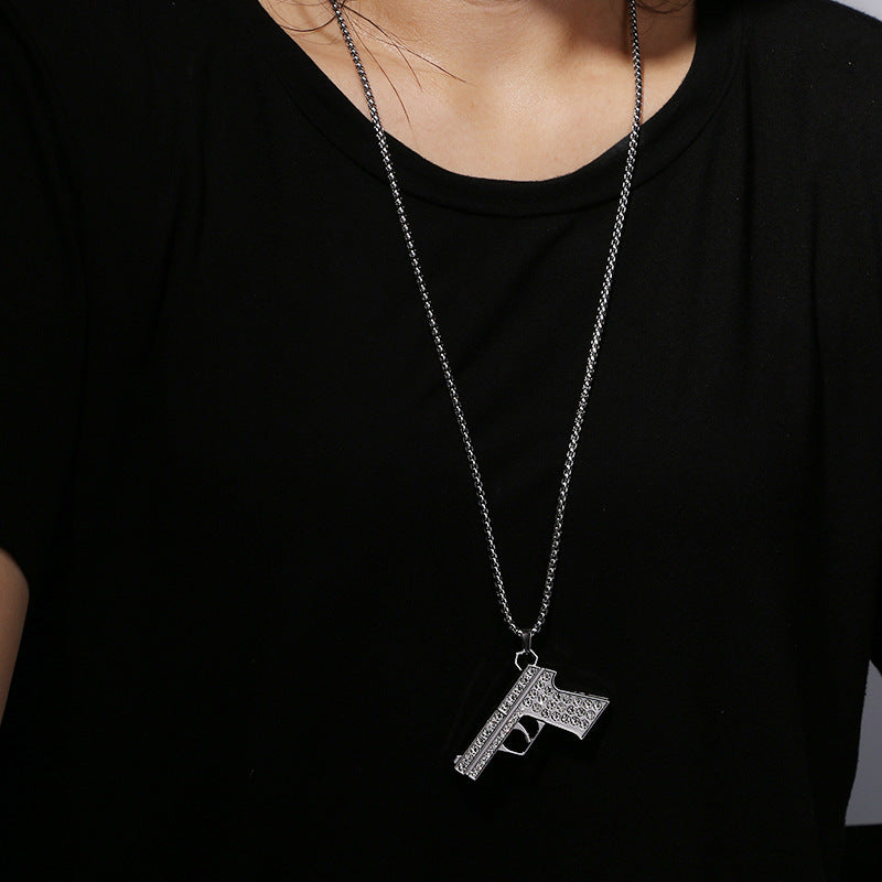 Wholesale Alloy Pistol Necklace for Men Trendy Fashion Accessory Hip Hop Gift