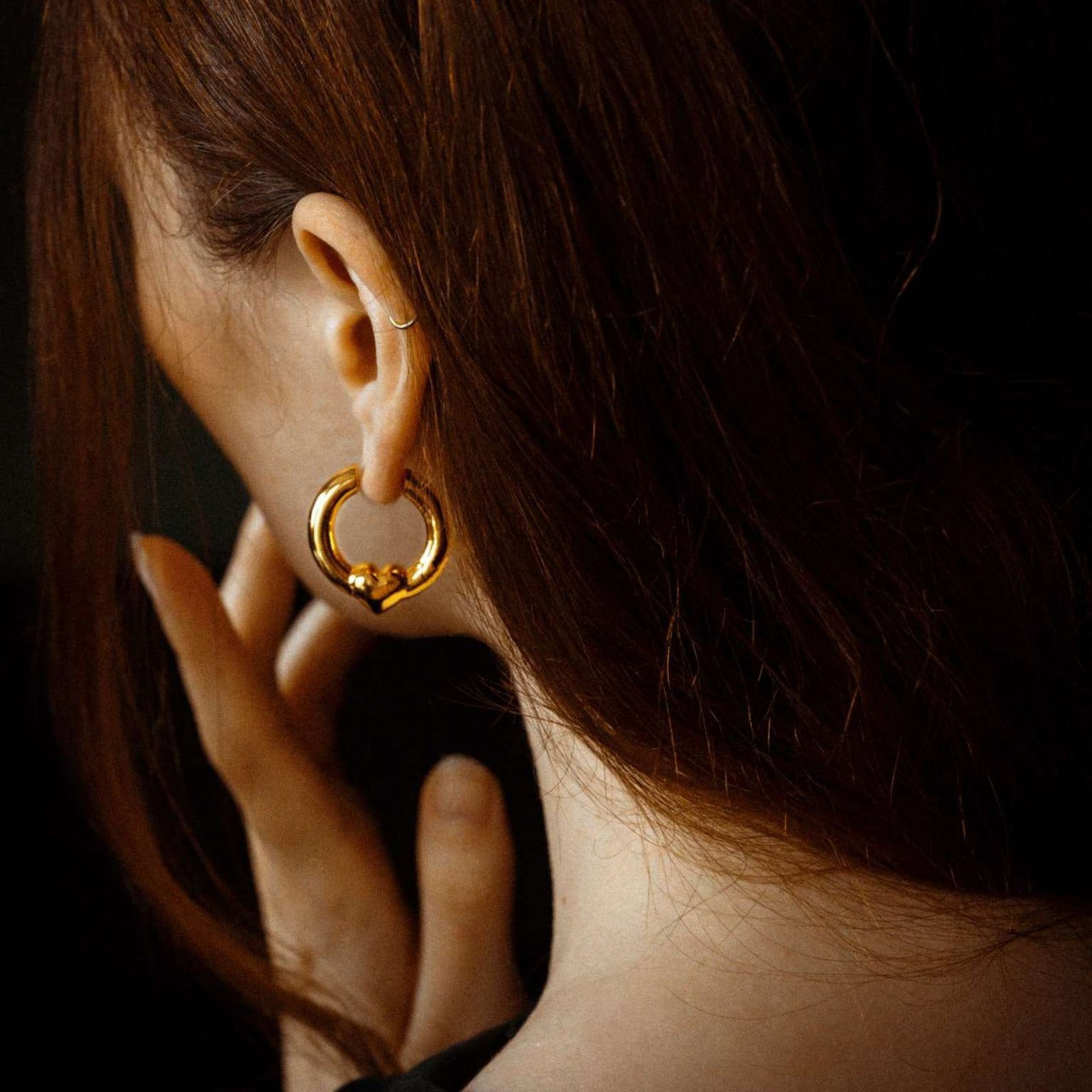 Wholesale Stainless Steel Two-color Gold-plated Silver Color Matching Love Earrings