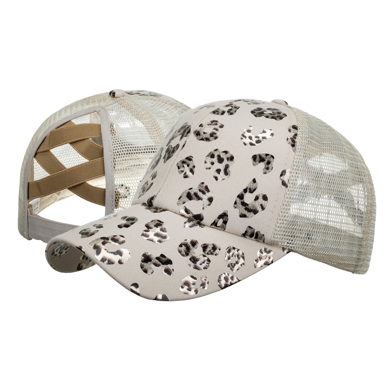 Wholesale Dog Print Cross Ponytail Baseball Cap Hat ACC-HT-ZhongMei004