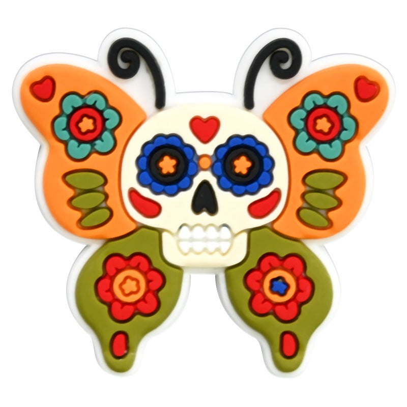 Wholesale Random 100pcs Day of The Dead PVC Soft Rubber Shoe Buckle Decoration ACC-SC-RYY075