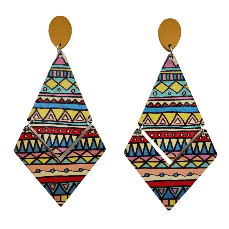 Wholesale Bohemian Diamond Wood Earrings ACC-ES-FX076