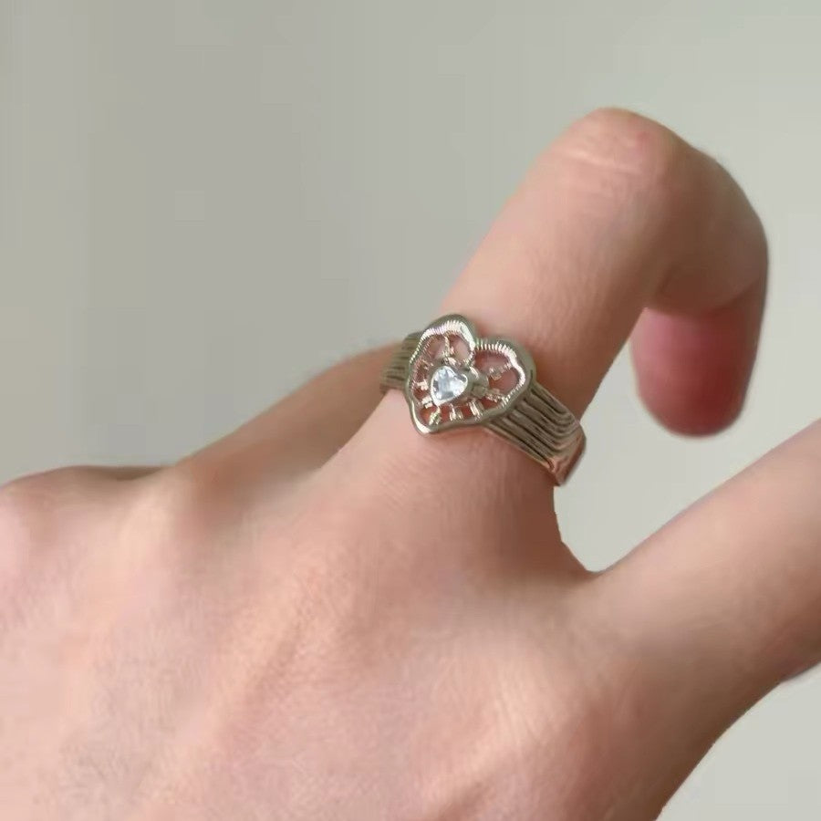 Wholesale Women S Hollow Heart Coffee Gold Ring Stylish Index Finger Jewelry Accessory For Everyday Wear