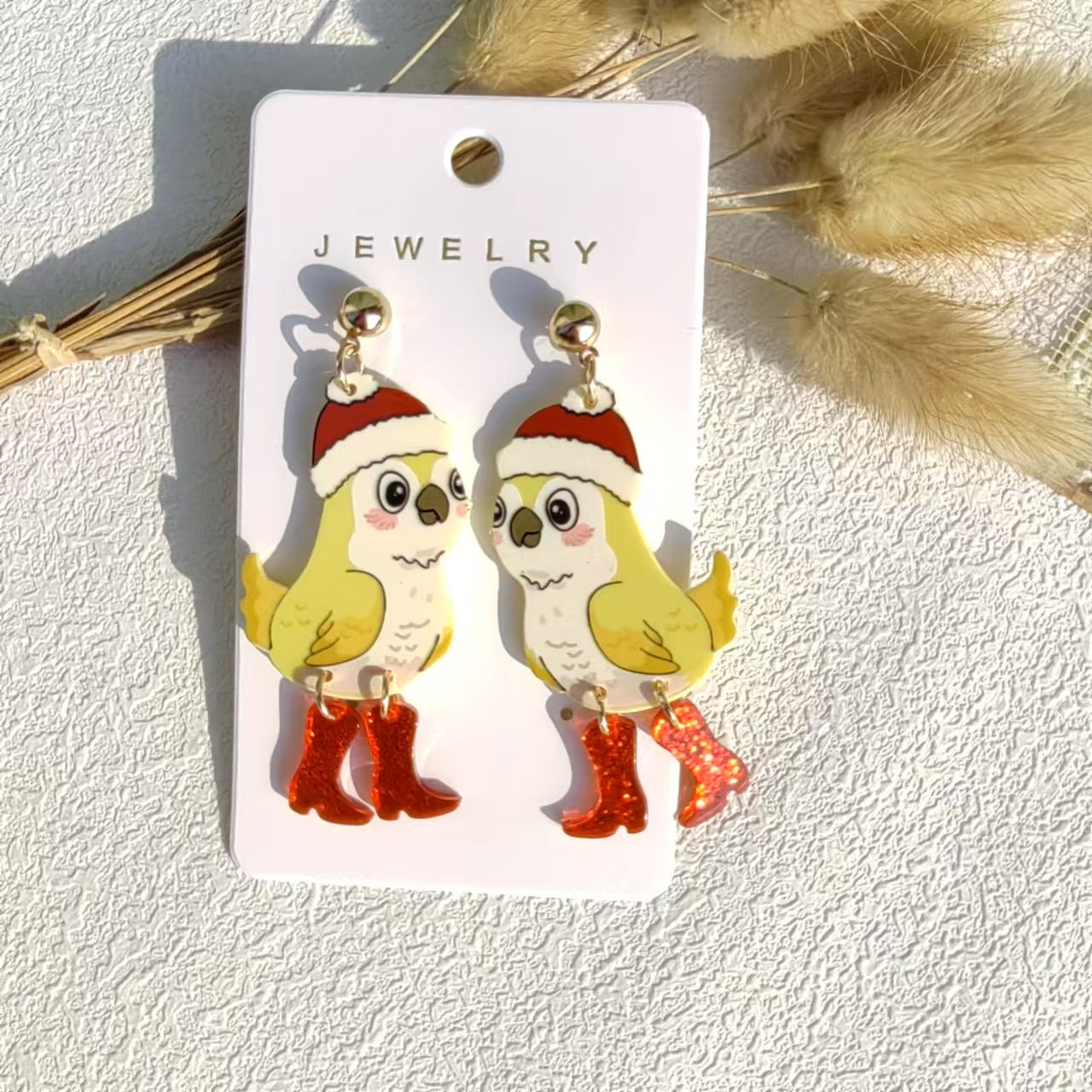 Wholesale Acrylic printing animal bird cute boots earrings