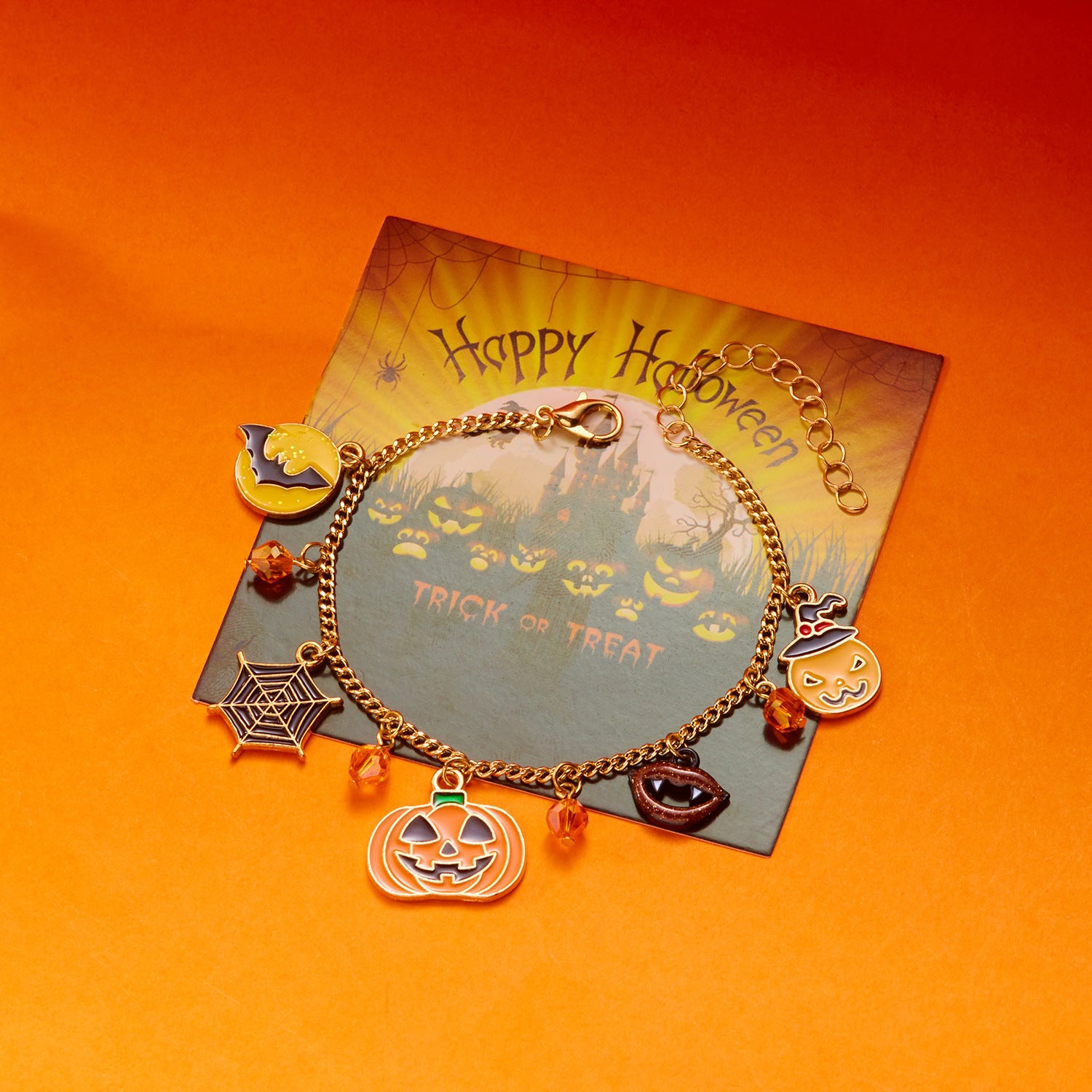 Wholesale Halloween Pumpkin House Bat Ghost Pendant Bracelet