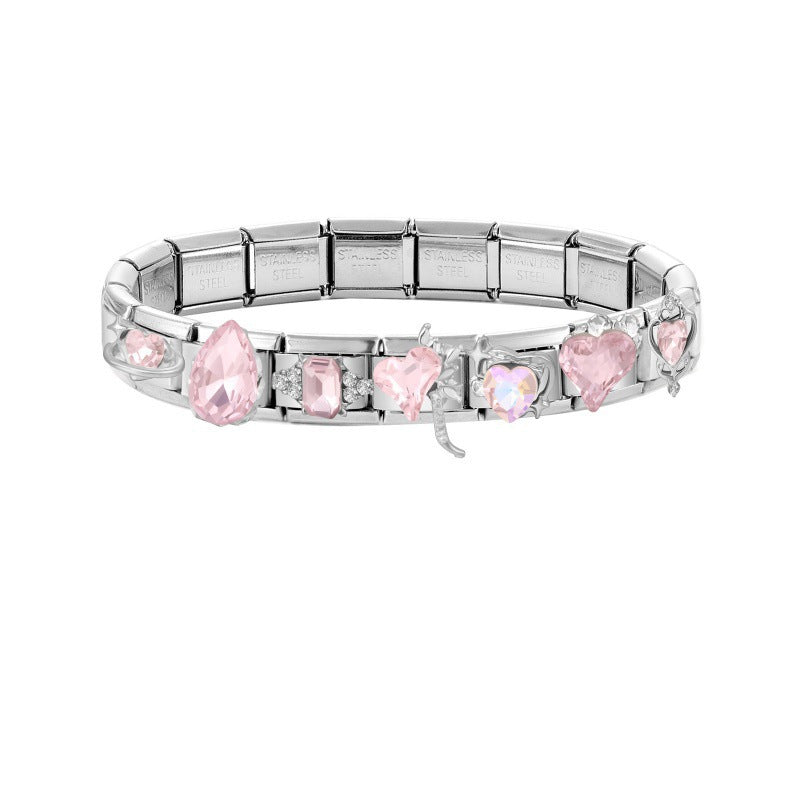 Wholesale Trendy DIY Modular Stainless Steel Bracelet with Bowknot Jewelry Accessory