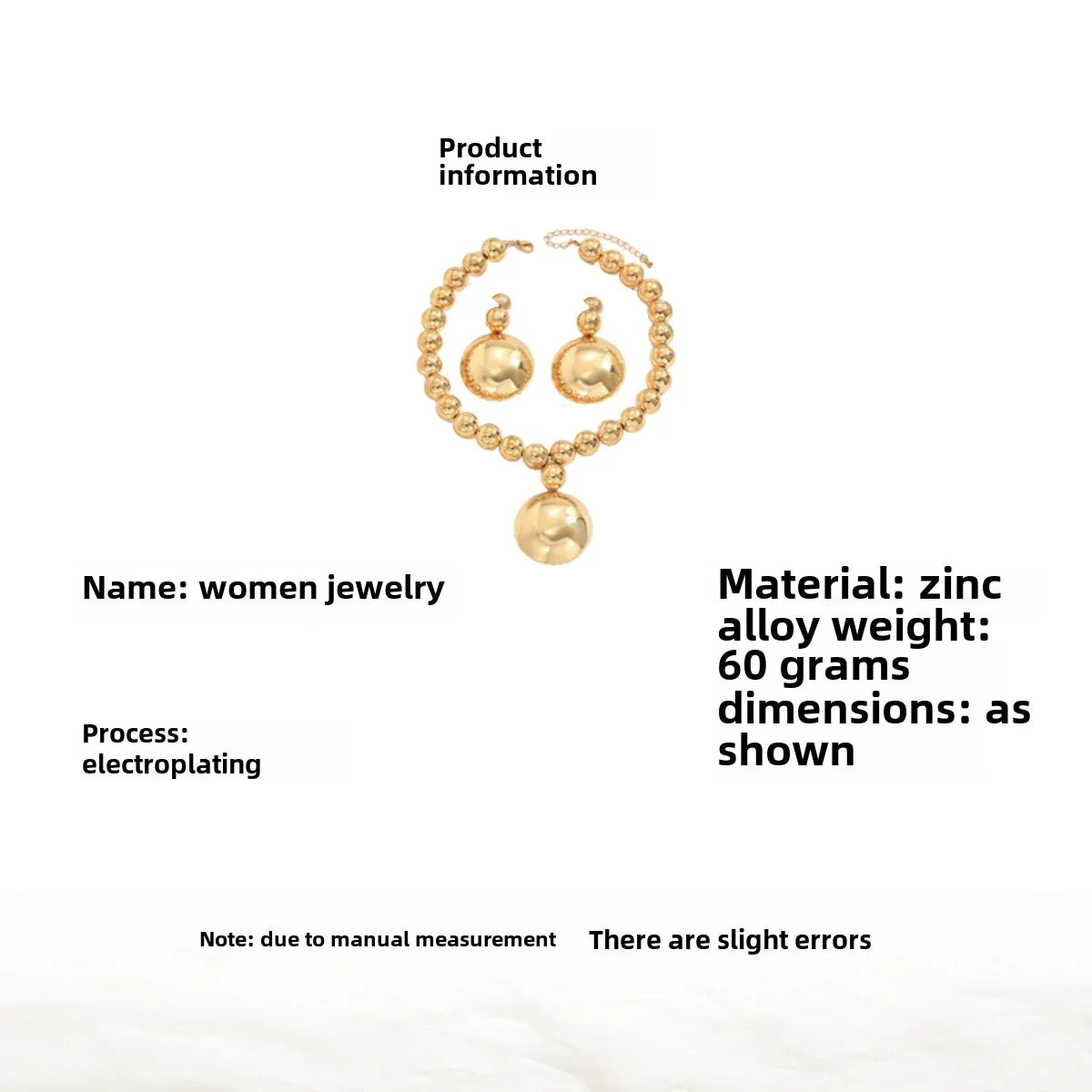 Wholesale  Unique Metal Bead Necklace  Pendant Earrings