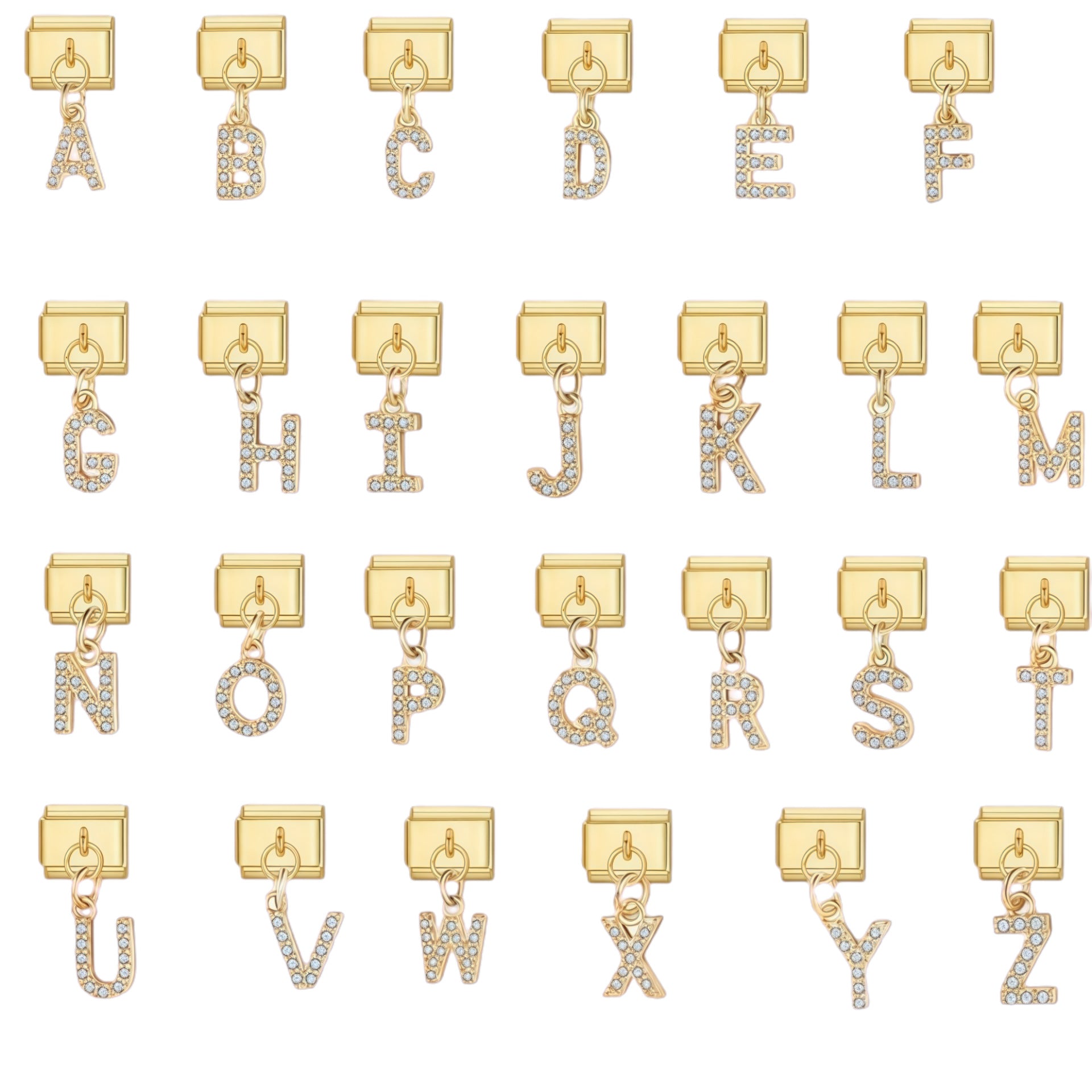 Wholesale Gold-Plated Stainless Steel English Letter Charm Pendant for DIY Bracelet Jewelry Accessory