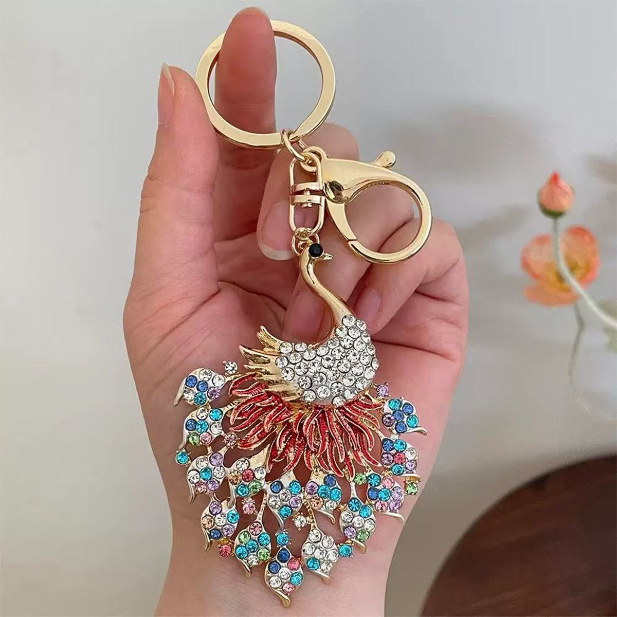 Wholesale Korean Style Peacock Crystal Keychain - Fashion Bag Charm &  Car Key Accessory