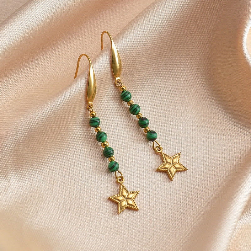 Wholesale Retro Diy Handmade Beaded Earrings Five-pointed Star Love Earrings Stainless Steel Earrings ACC-ES-yanc002