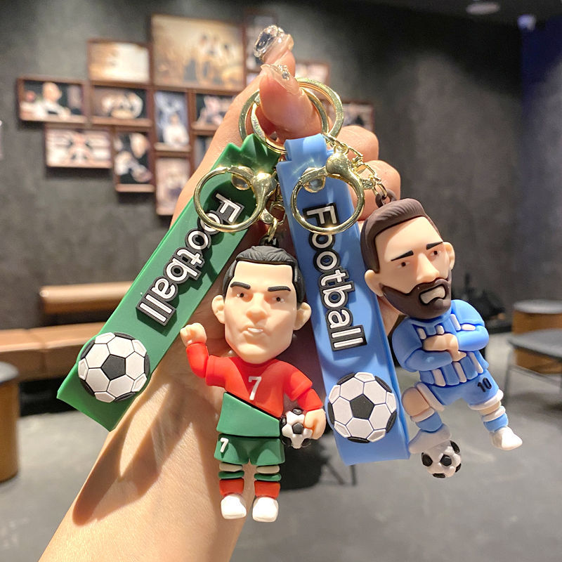 Wholesale World Cup Stars PVC Keychain Figurine Car Key Accessory for Football Fans