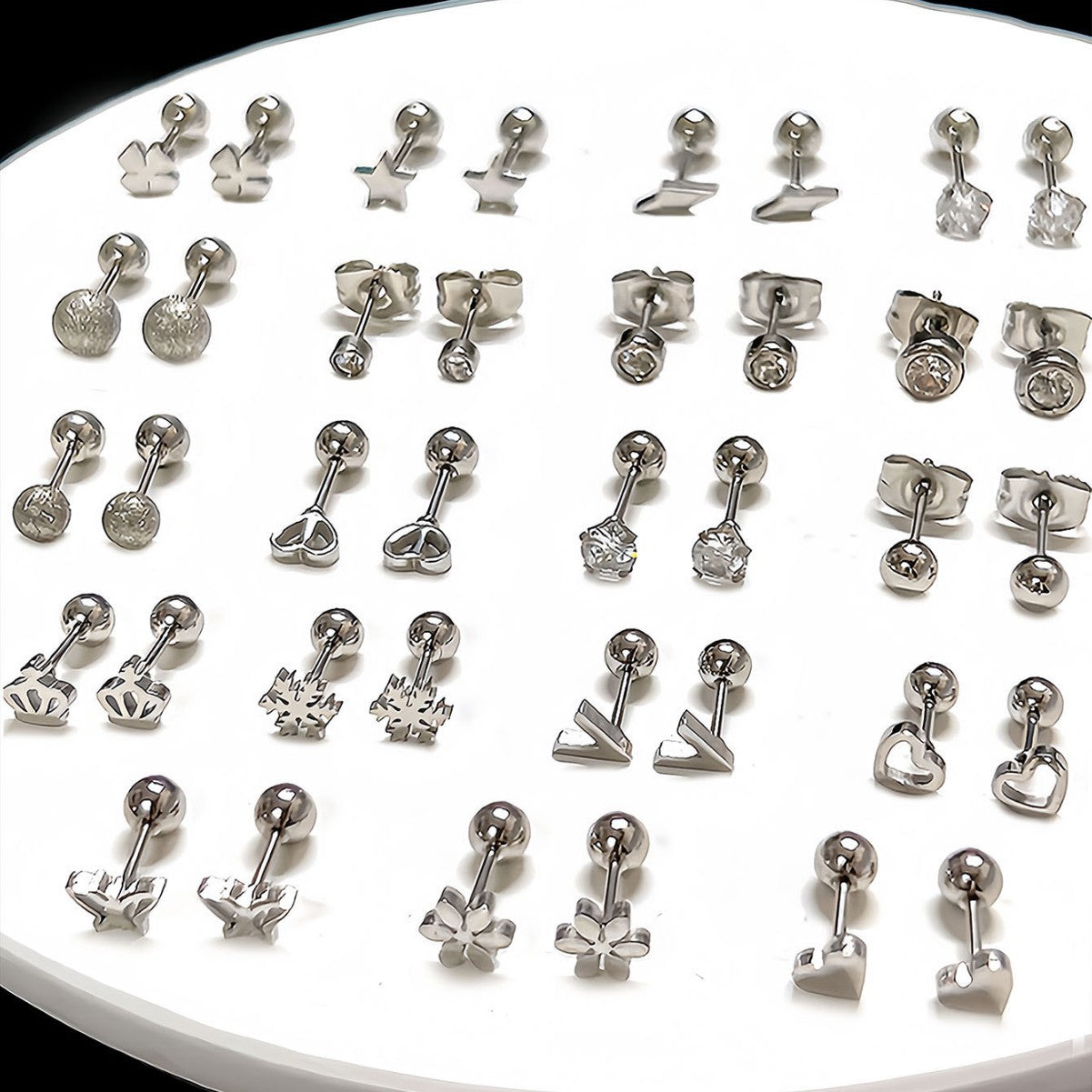 Wholesale Titanium Steel Stylish Heart  Star Screw-Back Cartilage Stud