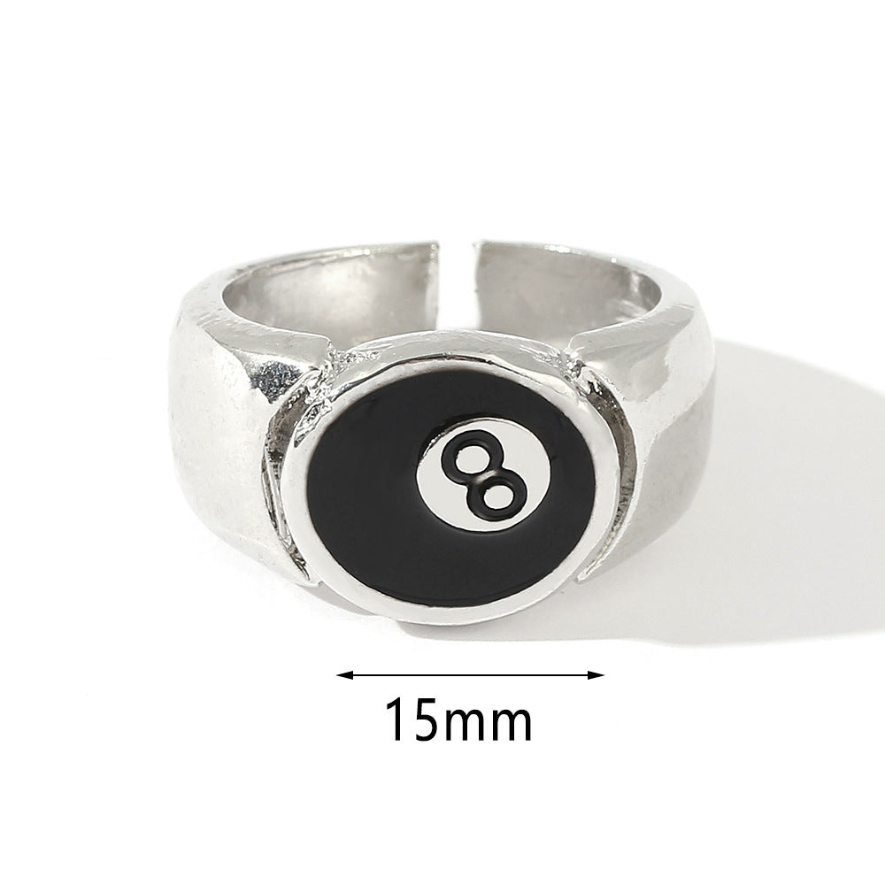 Wholesale  Retro Men's Ring Billiards Black 8 Ring