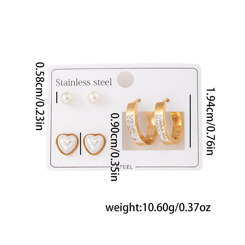 Wholesale Stylish Titanium Steel Love Earrings Set Fashion Jewelry for Party Wear