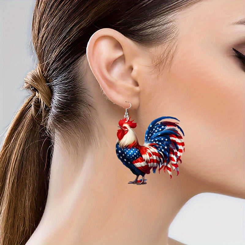Wholesale 10pcs Independence Day acrylic chicken earring