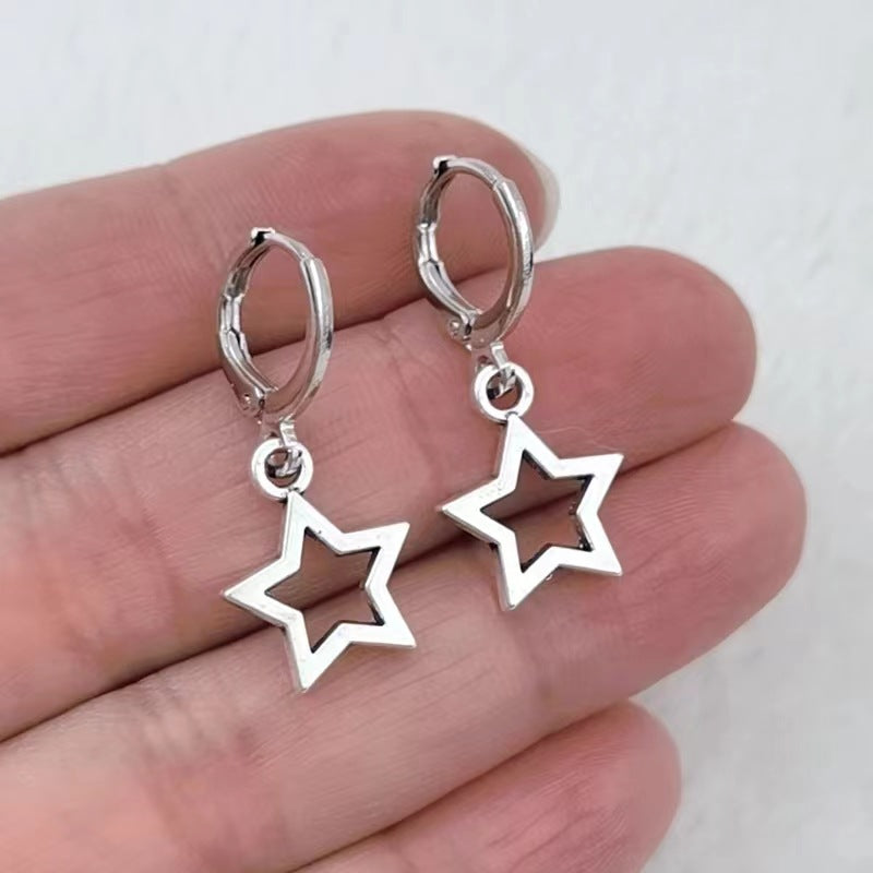 Wholesale Creative Star Earrings  Hollow Five-pointed Star Earrings