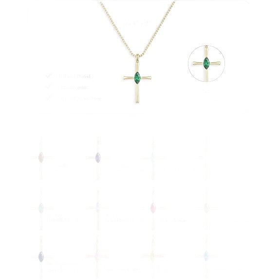 Wholesale Zodiac Birthstone Cross Pendant Necklace Stylish Fashion Accessory Boutique Resale Gift