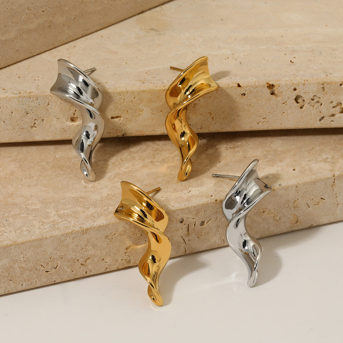 Wholesale  Twisted Geometry Retro Earrings  Stainless Steel Earrings