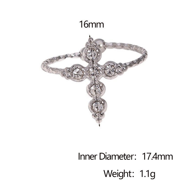Wholesale Retro Cross Open Ring Stainless Steel Gold Jewelry Accessory Boutique Resale