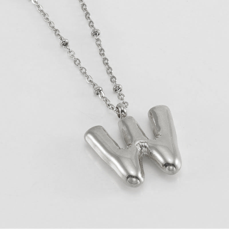 Wholesale  bubble letter necklace 18K stainless steel English letter pendant jewelry