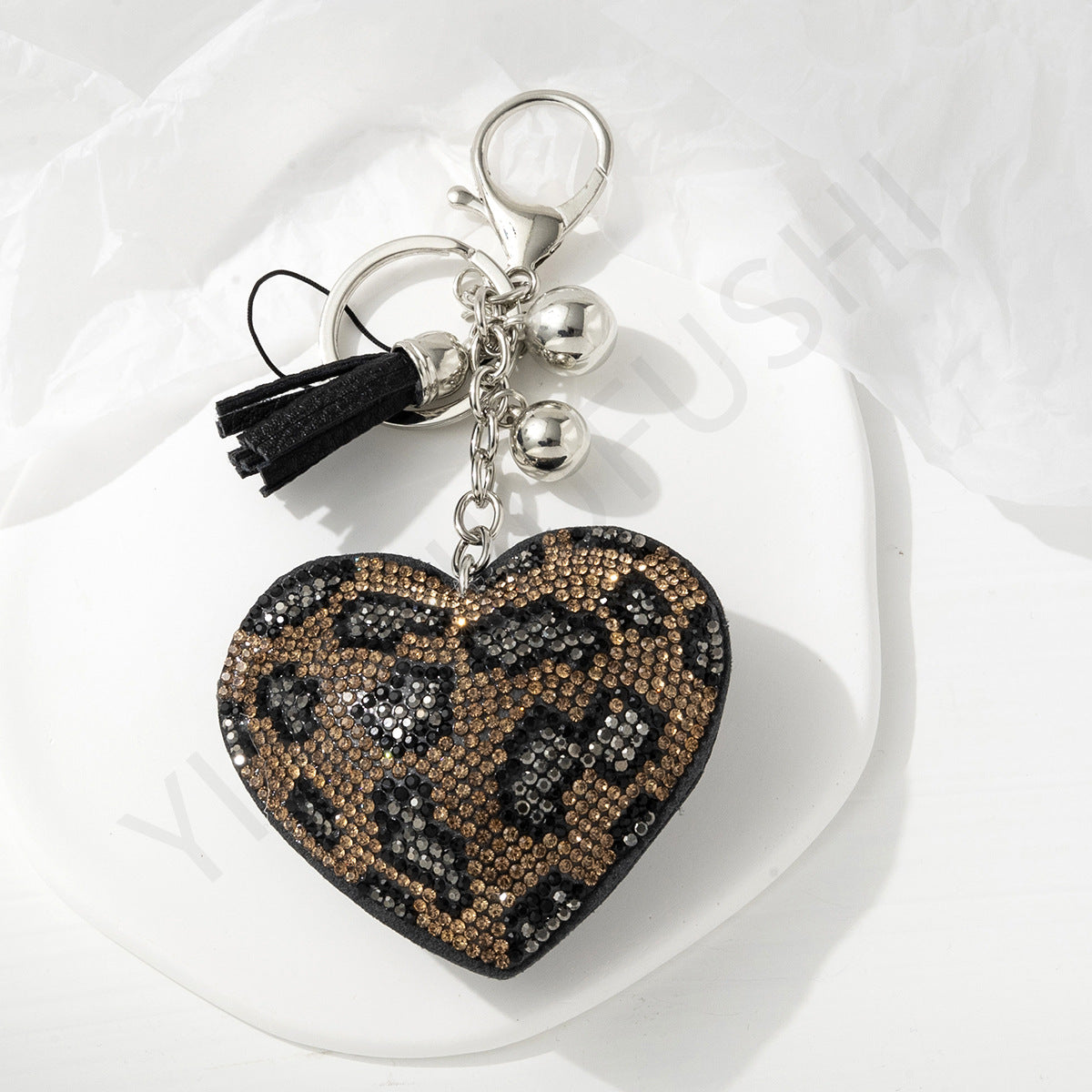 Wholesale 10pcs Creative Leopard Print Rhinestone Keychain ACC-KC-YN001
