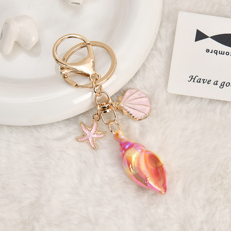 Wholesale Ins Style Starfish Conch Acrylic Oil Dripping Keychain Bag Charm Decorative Accessory Gift
