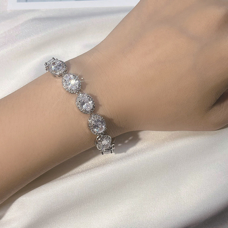 Wholesale light luxury egg-shaped earrings bracelet necklace