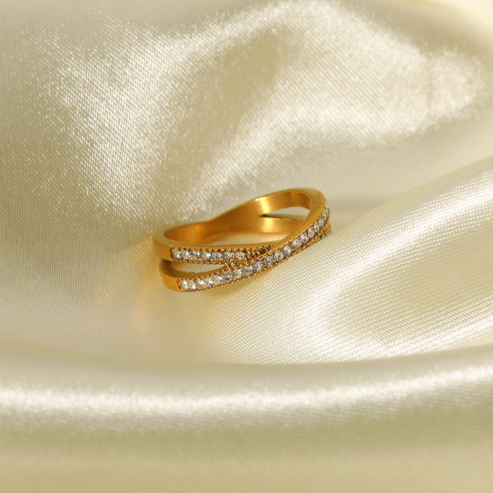 Wholesale Simple Cross Diamond Stainless Steel Rings ACC-RS-Xiny007