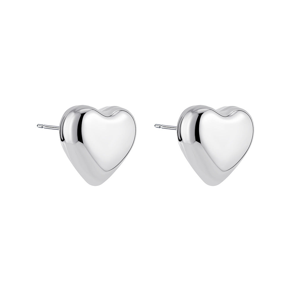 Wholesale  Stainless steel 18K gold love heart earrings silver heart earrings