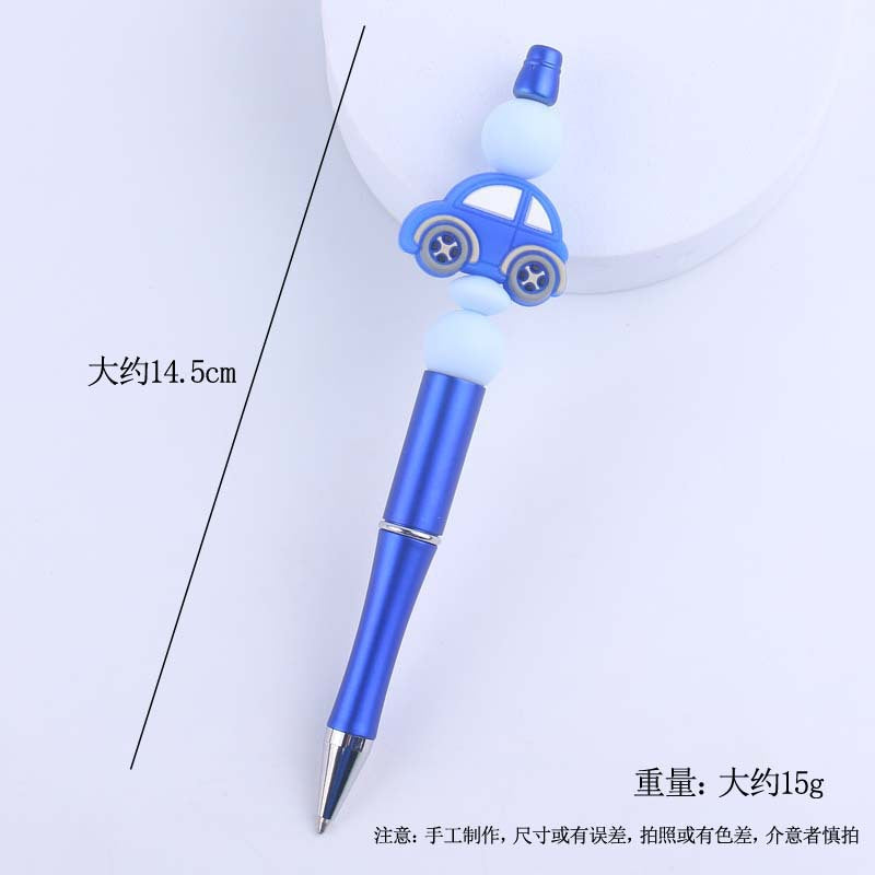 Wholesale  creative handmade cartoon car silicone color plastic beaded pen
