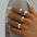 Wholesale geometric UV plating material oval ring 4-piece set of irregular smooth opening ring