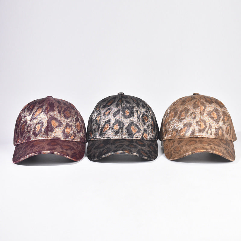 Wholesale Trendy Gold Foil Leopard Print Baseball Cap Thick Dome Hard Top Curved Brim Adjustable Everyday Unisex Sun Hat