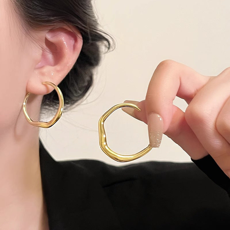 Wholesale Asymmetrical Concave Convex Earrings Alloy Electroplating Fashion Accessory for Boutique Resale