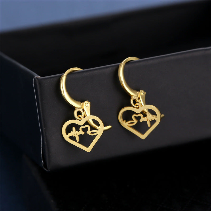 Wholesale 18K Gold ECG Stainless Steel Earrings ACC-ES-MinM032