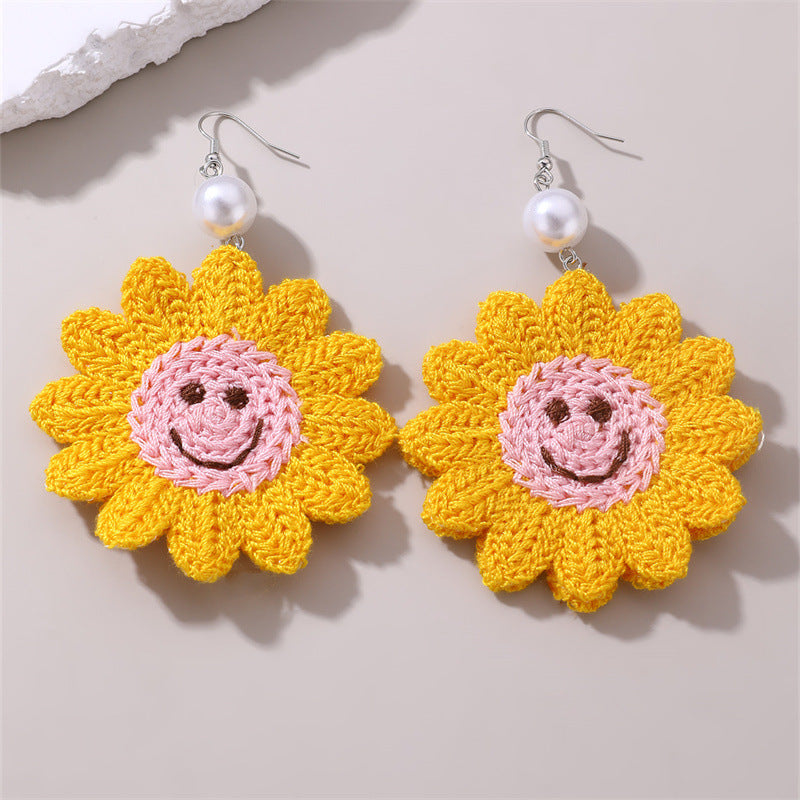 Wholesale Smiley Sunflower Cartoon Earrings