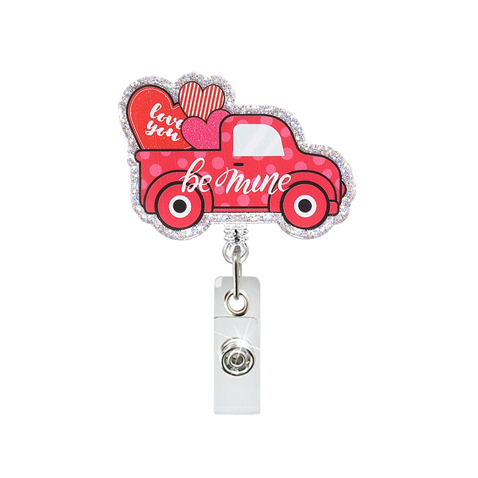 Wholesale Valentine' s Day gift letter heart-shaped acrylic Badge Reels