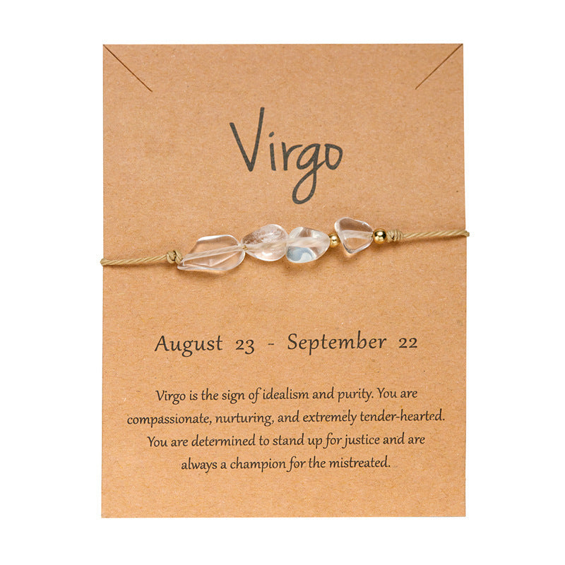 Wholesale Zodiac Natural Stone Handmade Adjustable Braided Bracelet Contion Theme Unisex Trendy Jewelry Gift