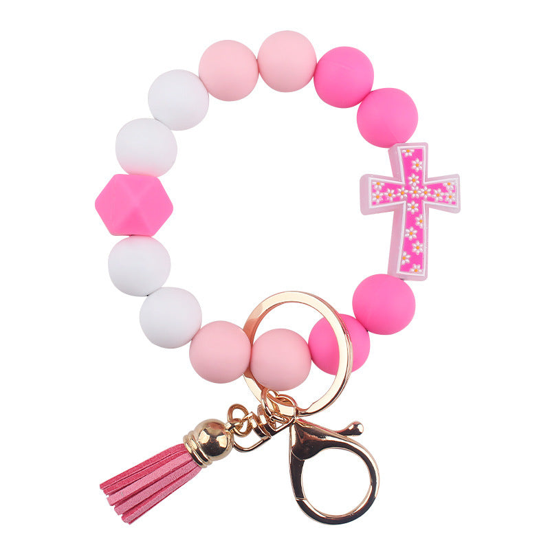 Wholesale  Cartoon Cross Silicone Bracelet Keychain