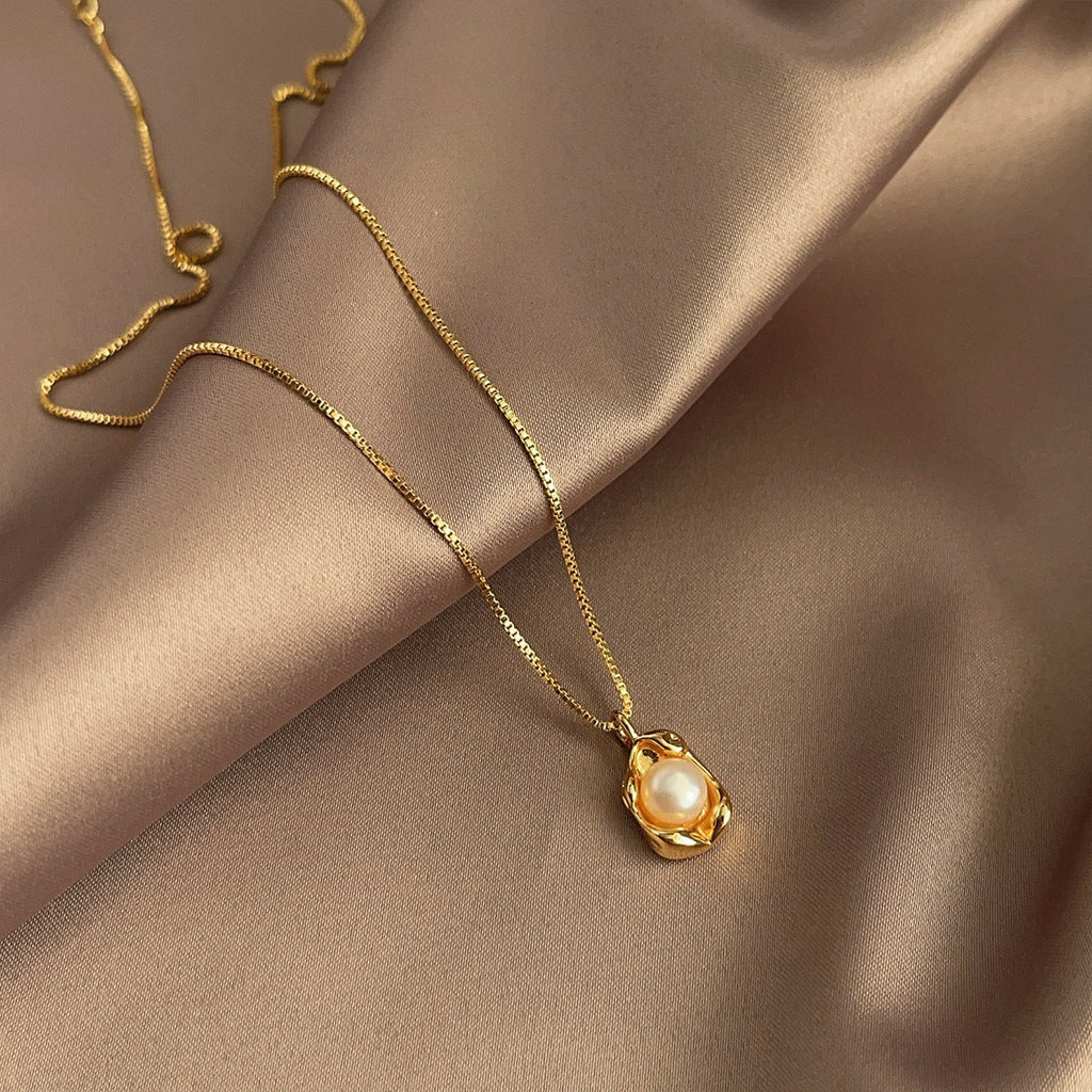 Wholesale Natural Pearl Necklace Zircon Clavicle Chain Choker Necklace ACC-NE-Eryu001