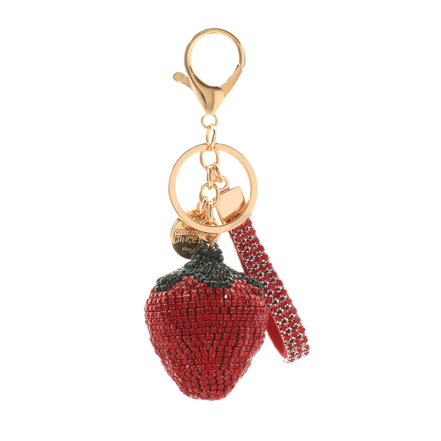 Wholesale Stylish Rhinestone Strawberry Keychain Bag Charm Car Key Accessory