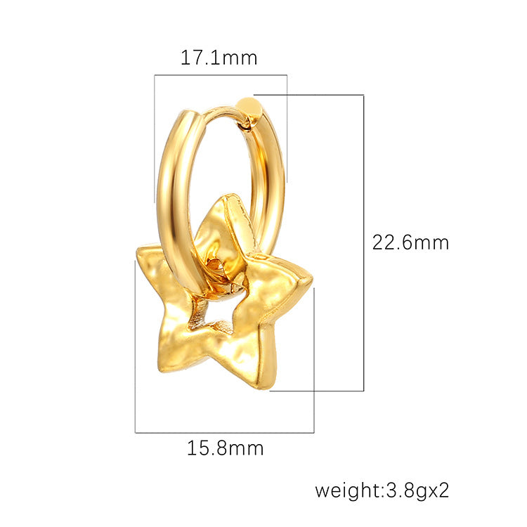 Wholesale  five-pointed star pendant stainless steel earrings