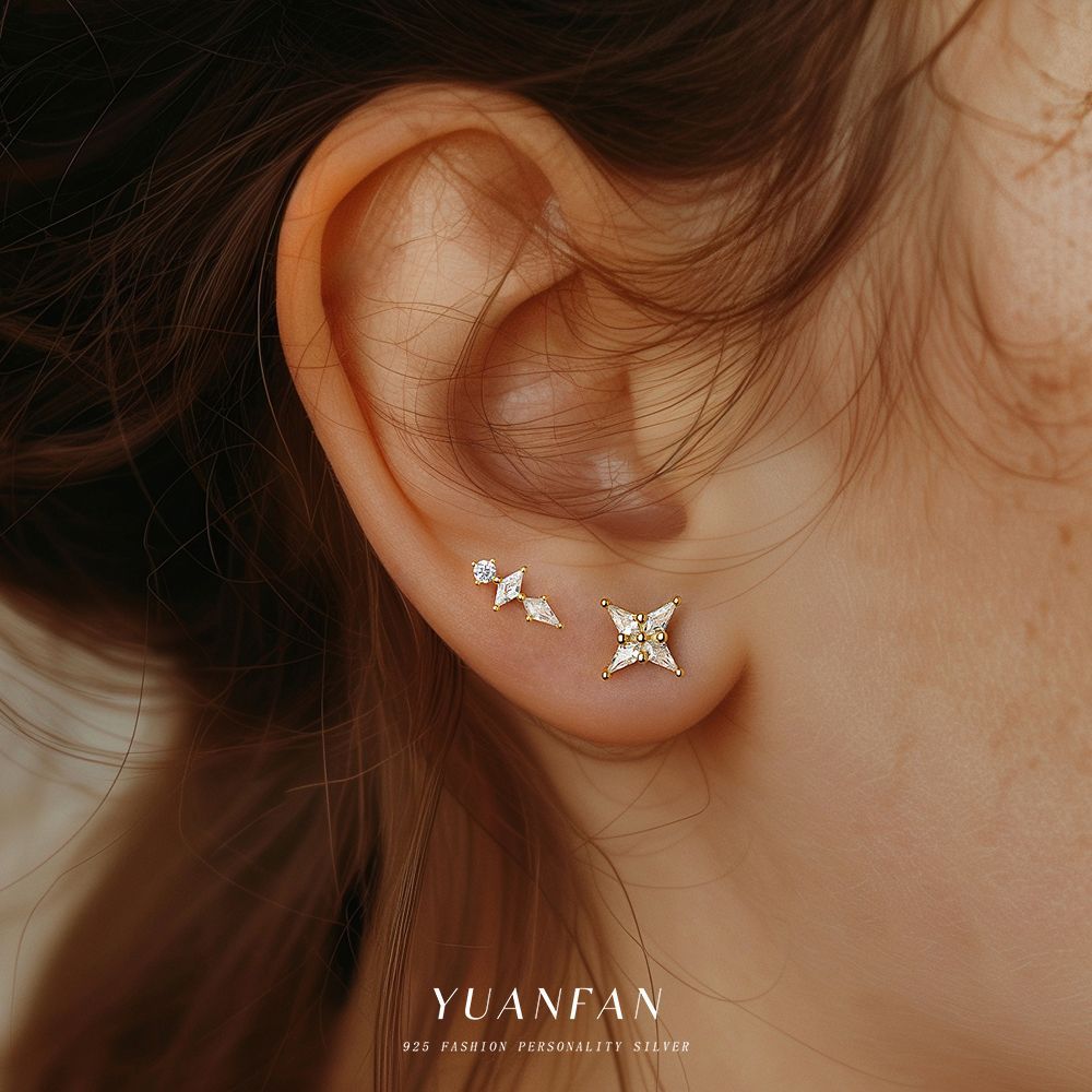 Wholesale S925 sterling silver zircon round head light luxury earrings