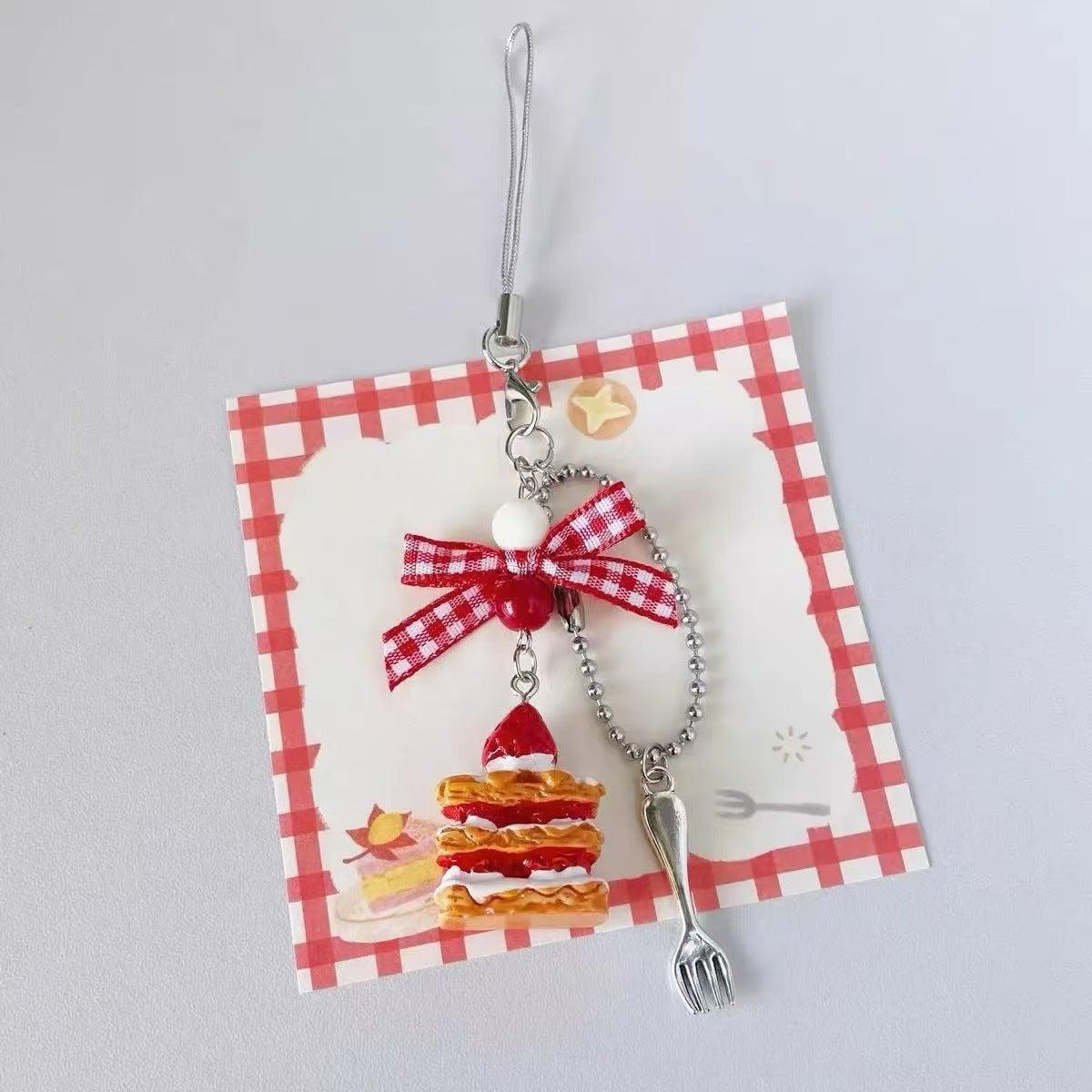 Wholesale Alloy Strawberry Napoleon Cake Bow Bag Charm for Women