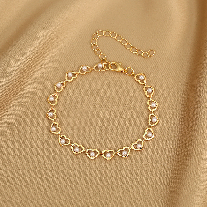 Wholesale Electroplated Copper Evil Eye Lucky Clover Bracelet Fashion Jewelry Accessory