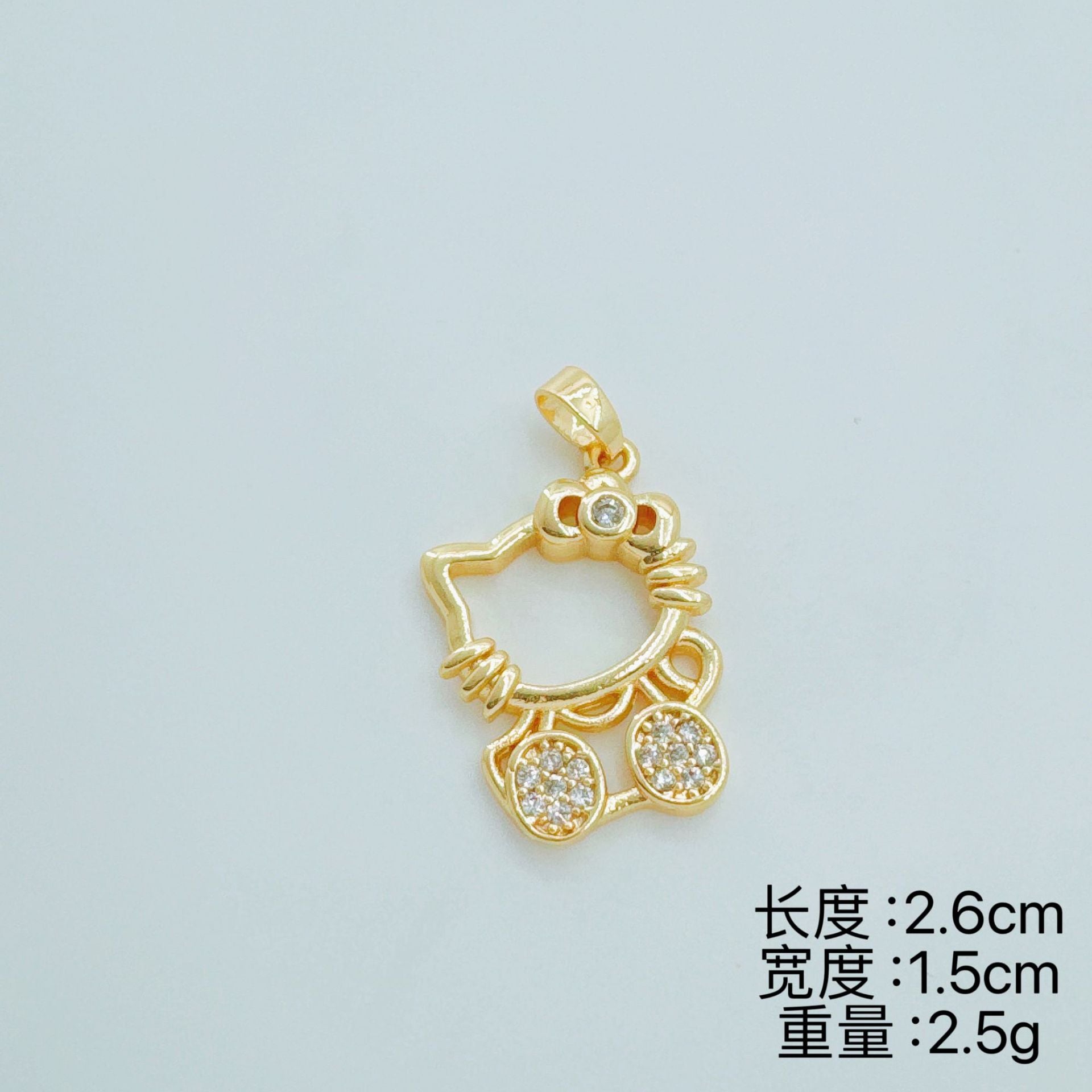 Wholesale Copper Gold-Plated Cat Pendant Zircon Hollow Design Trendy Boutique Jewelry Accessory