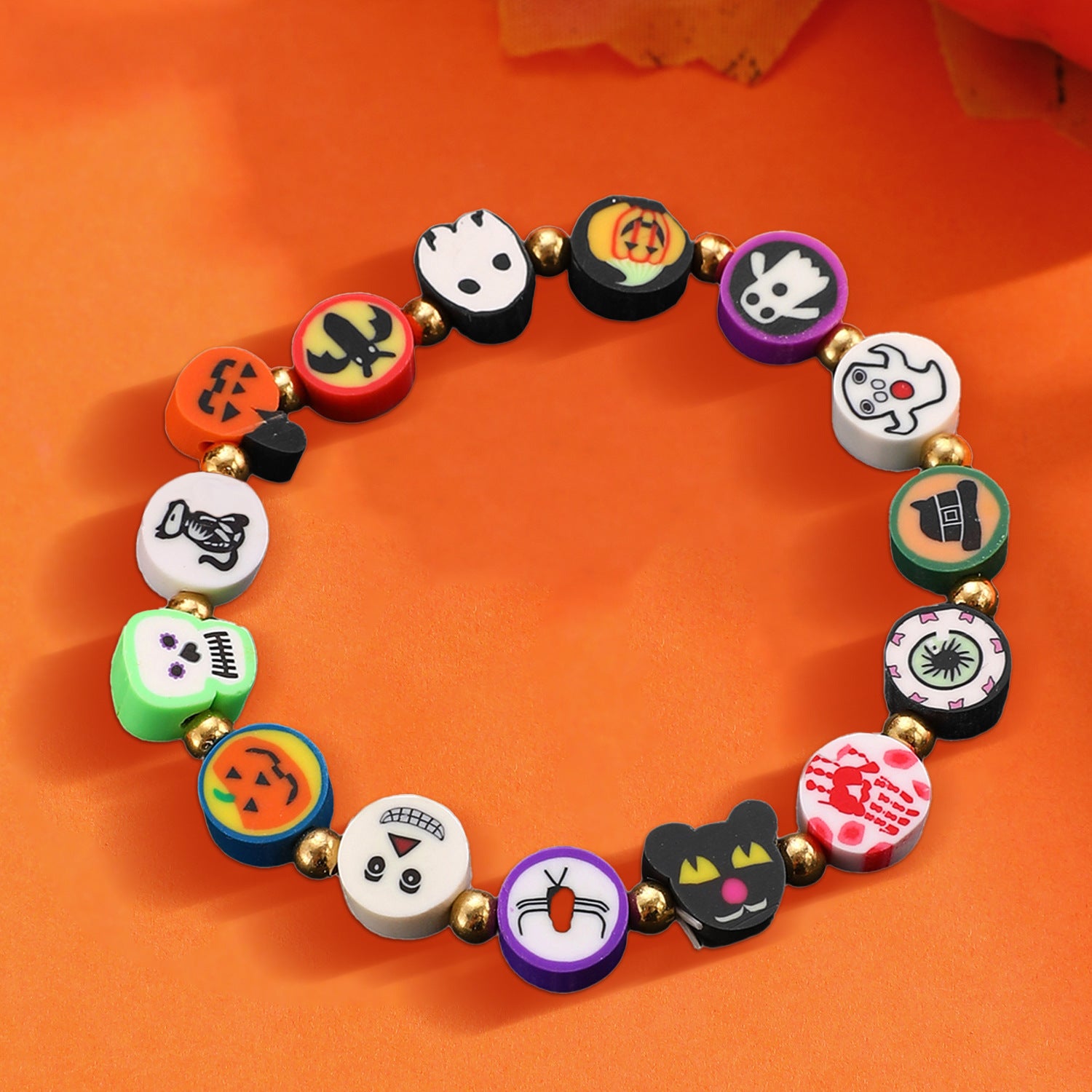 Wholesale Funny  Pumpkin Skull Soft Clay Bracelet - Women' s Trendy Jewelry Accessory for Resale