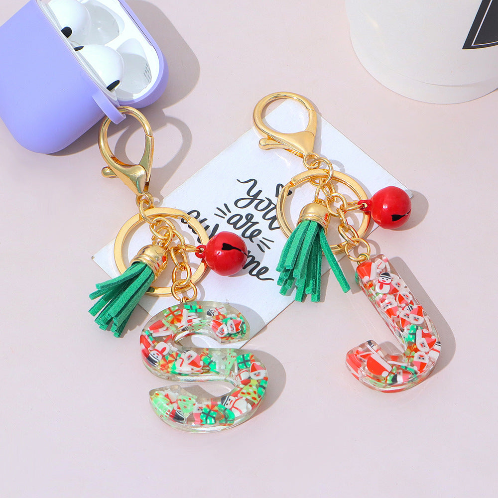 Wholesale Resin English Letter Keychain with Tassel Festive Holiday Party Bag Charm